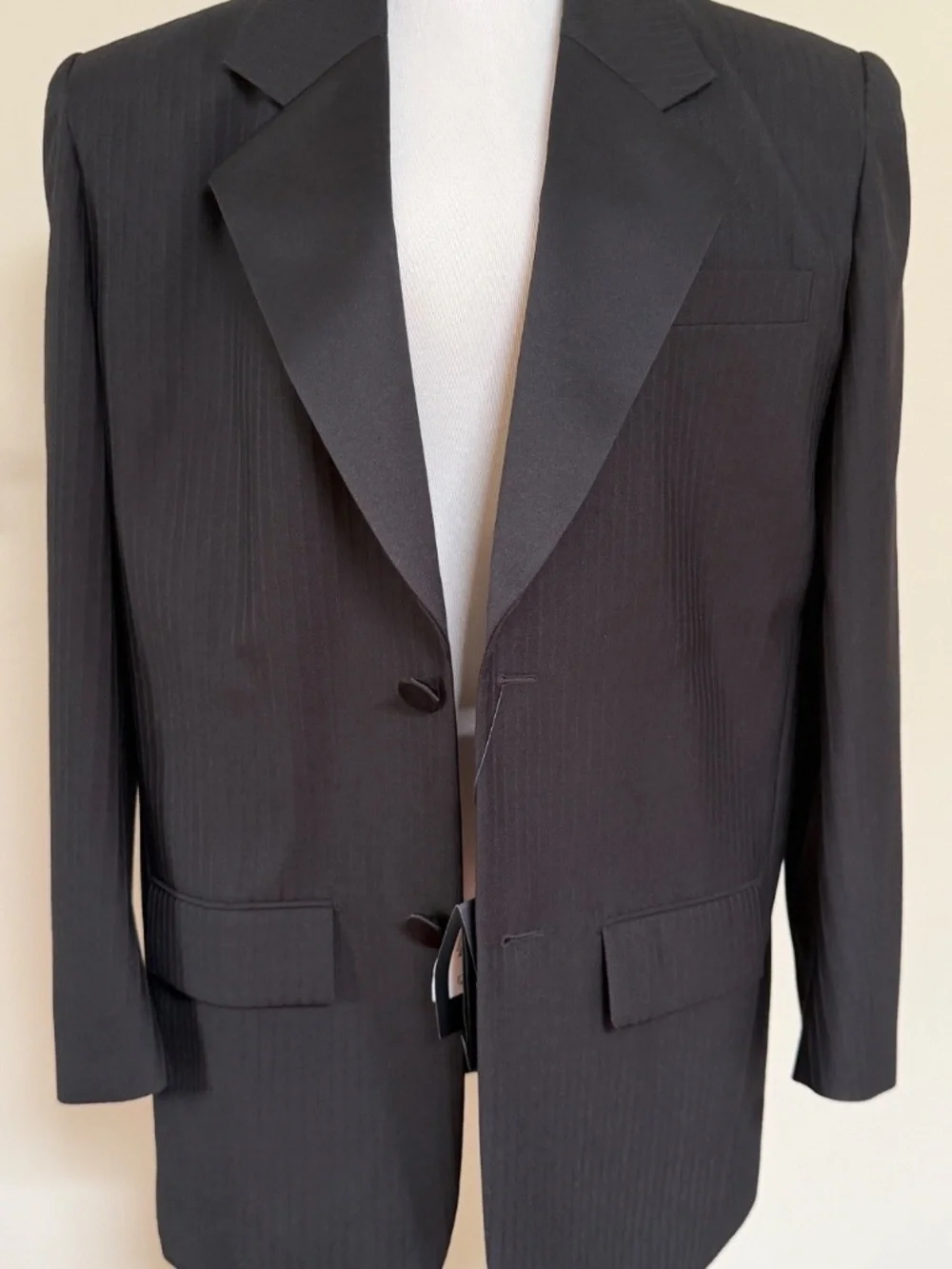 Saint Laurent YSL Runway Oversized Stripe Wool Tuxedo Blazer Jacket